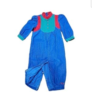 Vtg 70’s Mufflings One Piece Jumper Romper Size 24M Corduroy Made In USA